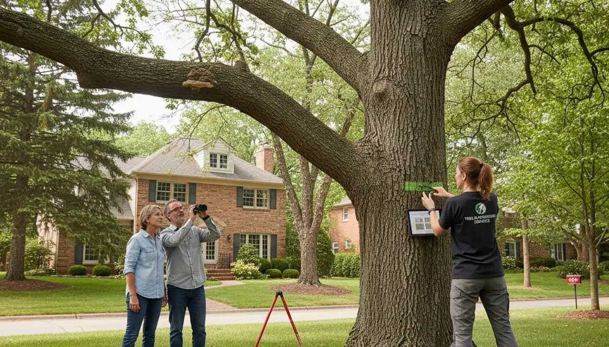 Certified arborist performing tree health assessment for Berkley, MI homeowners near Troy, MI