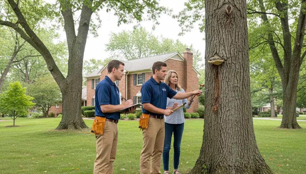 Certified arborist performing tree health assessment for homeowners in Madison Heights, MI