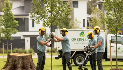 Arborist planting new tree in Troy, MI soil for Chop Chop Tree professional tree planting service