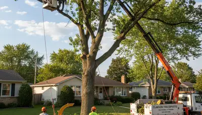 Professional tree removal service crew working safely in Troy, MI